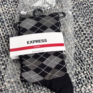 Express Supersoft Men’s Black & Gray Argyle Dress Socks